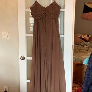 Dessy Collection brown long chiffon dress